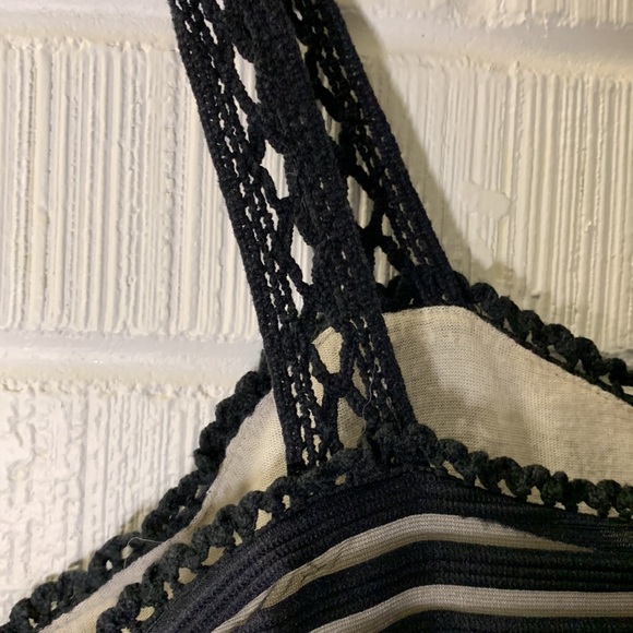 Free People Sheer Black Striped Dress Sweet Lace Details Nude Lining Small - Picture 11 of 13